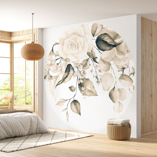Papel pintado redondo - Motivo floral