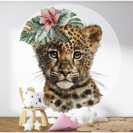 Papel pintado redondo para niños - Infantil - Bebé Leopardo