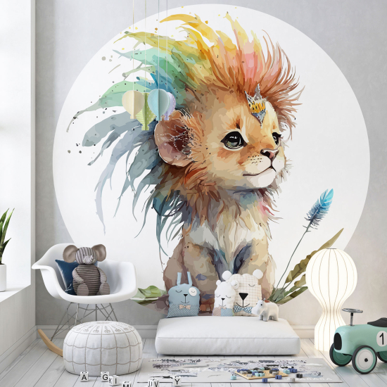 Papel pintado redondo para niños - Infantil - Cachorro de león