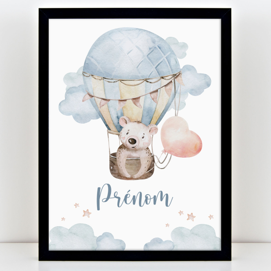 Póster infantil personalizado - Globo aerostático osito