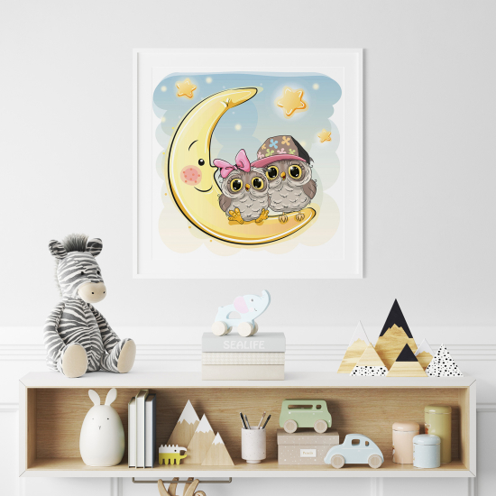 Póster para niños - Infantil - Búhos Luna