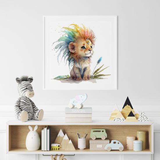 Póster para niños - Infantil - Cachorro de león colorido