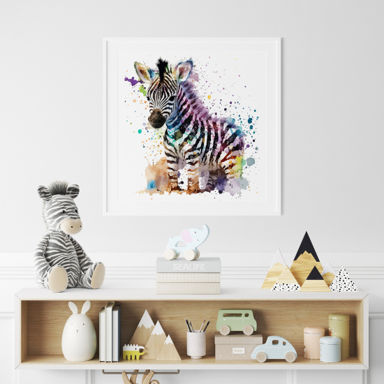 Póster para niños - Infantil - Cebra colorida