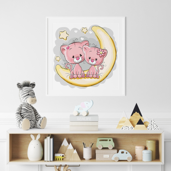 Póster para niños - Infantil - Gatos luna