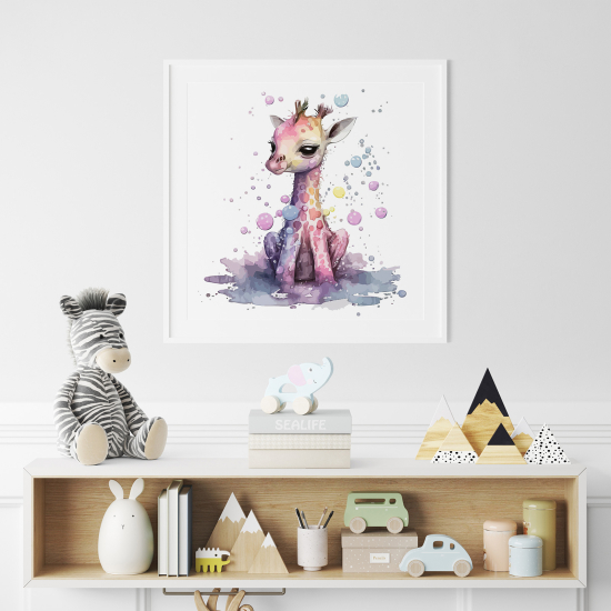Póster para niños - Infantil - Jirafa colorida