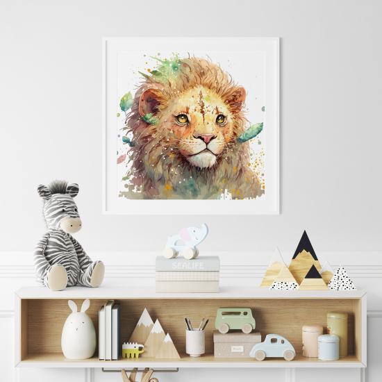 Póster para niños - Infantil - León colorido
