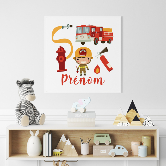 Póster para niños - Infantil personalizado - Bombero