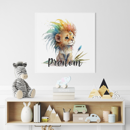 Póster para niños - Infantil personalizado - Cachorro de león colorido