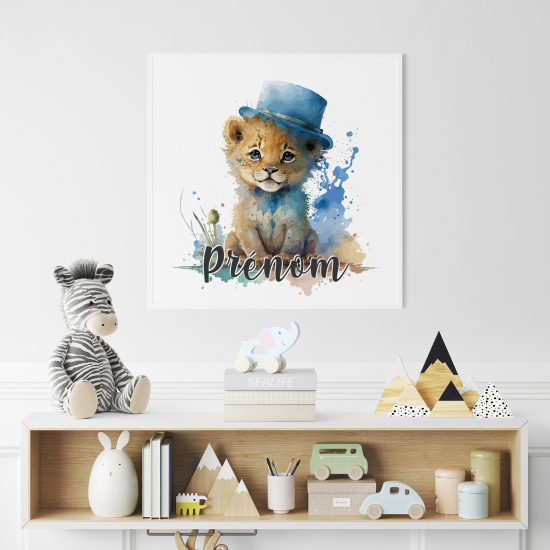 Póster para niños - Infantil personalizado - Cachorro de león colorido