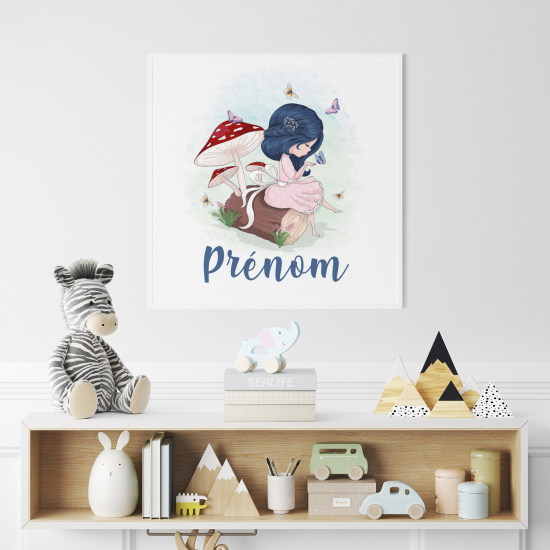 Póster para niños - Infantil personalizado - Chica hongos
