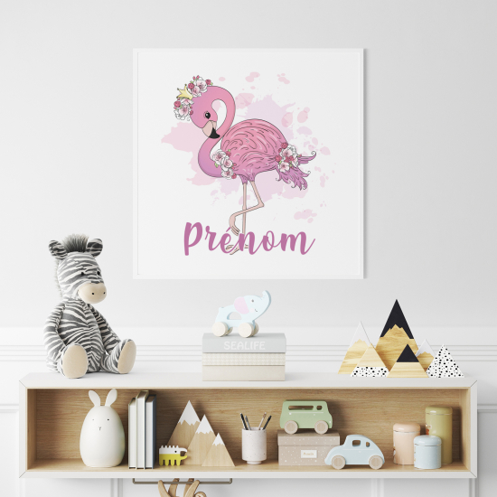 Póster para niños - Infantil personalizado - Flamenco Rosa