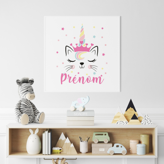 Póster para niños - Infantil personalizado - Gatito Unicornio
