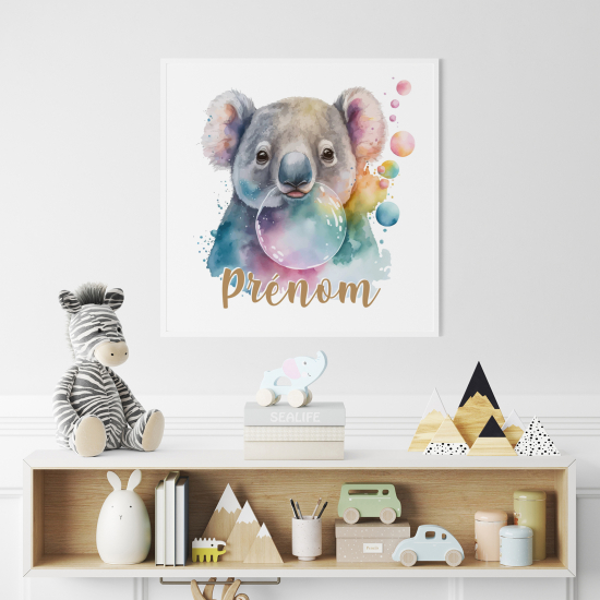 Póster para niños - Infantil personalizado - Koala burbuja