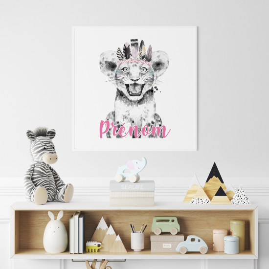 Póster para niños - Infantil personalizado - León Indio