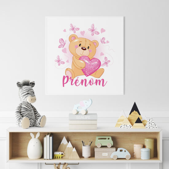Póster para niños - Infantil personalizado - Osito Corazón