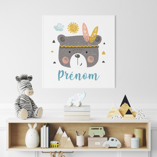 Póster para niños - Infantil personalizado - Oso Indio