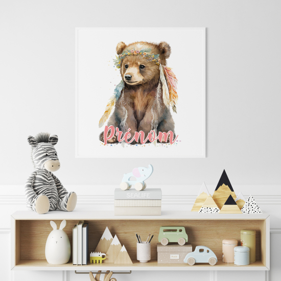Póster para niños - Infantil personalizado - Oso Indio