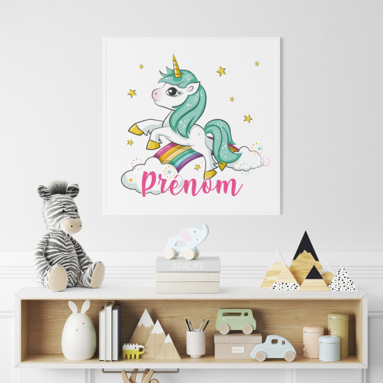 Póster para niños - Infantil personalizado - Unicornio arcoíris