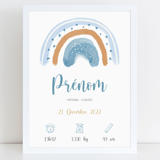 Pósters de nacimiento - Arcoíris azul