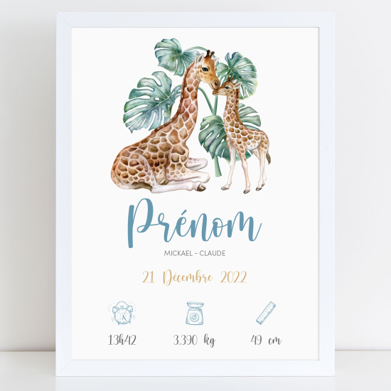 Pósters de nacimiento - Jirafas