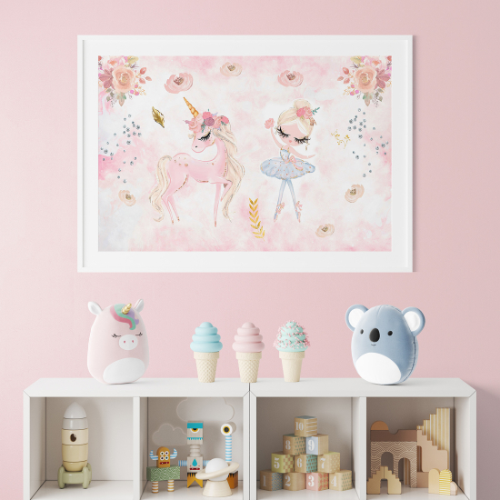 Pósters para niños - Infantil - Bailarina y unicornio