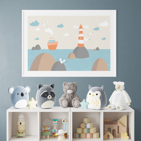 Pósters para niños - Infantil - Barco y faro