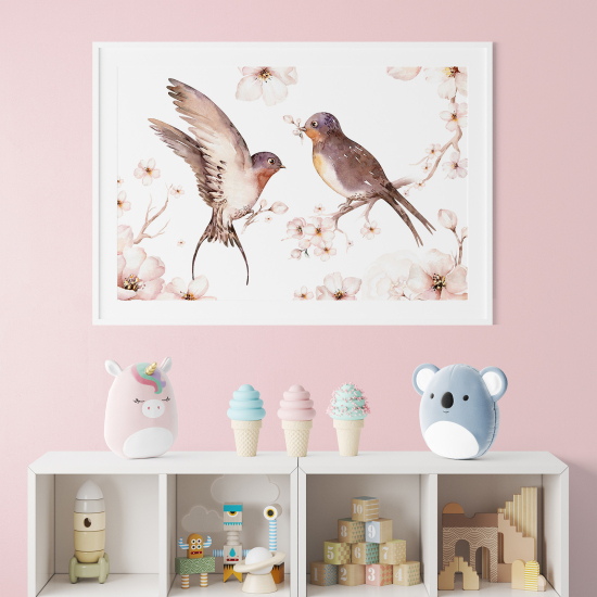 Pósters para niños - Infantil - Pájaros en la rama