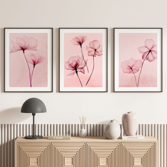 Pósters trípticos - Flores rosas