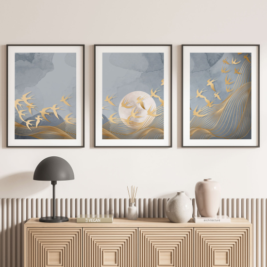 Pósters trípticos - Pájaros luna