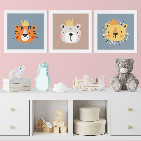 Pósters trípticos para niños - Infantil personalizado - Animales Reyes