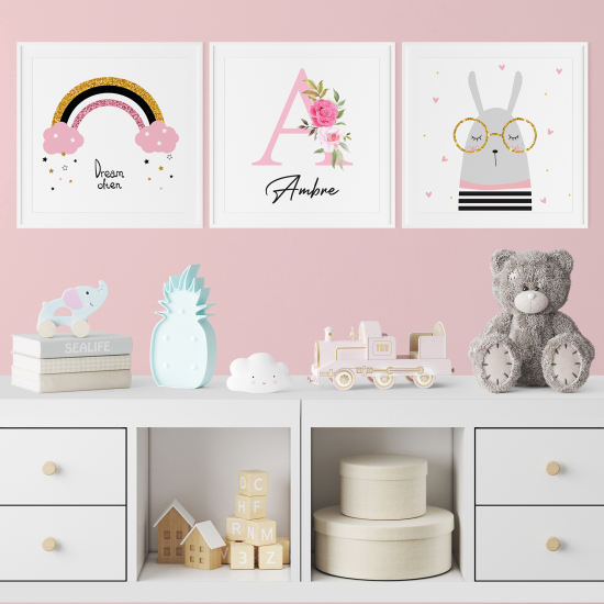 Pósters trípticos para niños - Infantil personalizado - Arcoíris Lama