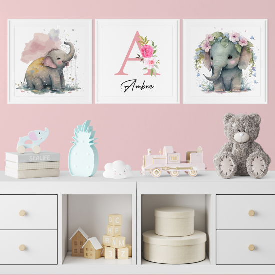 Pósters trípticos para niños - Infantil personalizado - Elefantes