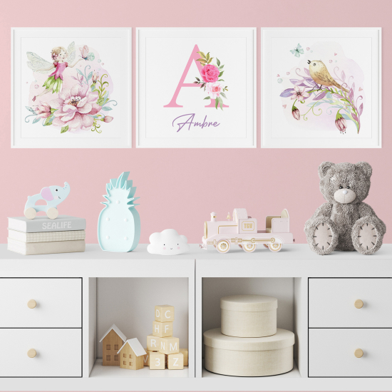 Pósters trípticos para niños - Infantil personalizado - Hada Pájaro