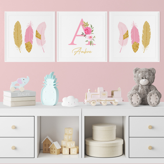 Pósters trípticos para niños - Infantil personalizado - Plumas