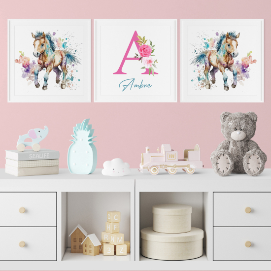 Pósters trípticos para niños - Infantil personalizado - Potros