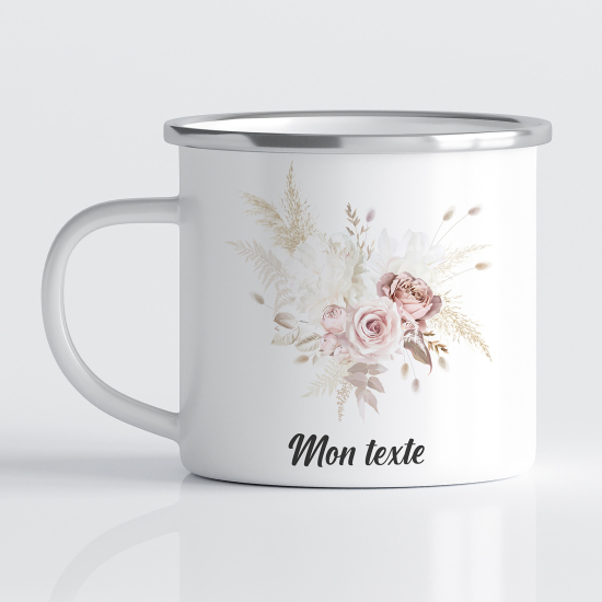Taza esmaltada personalizada - Flores