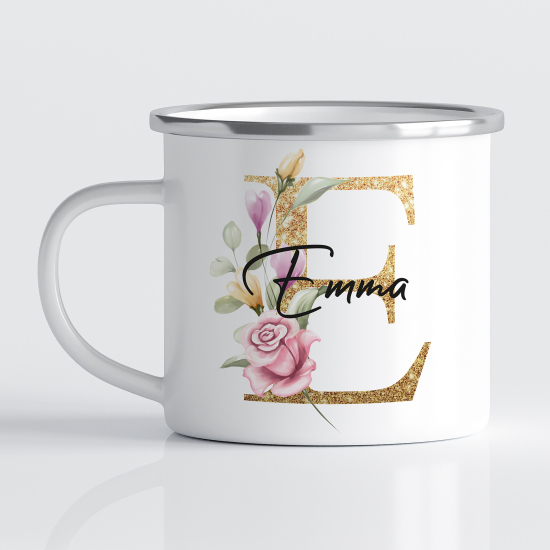 Taza esmaltada personalizada - Letra E