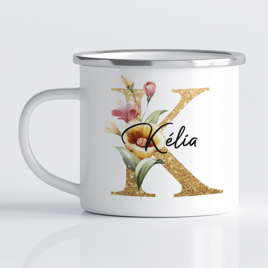 Taza esmaltada personalizada - Letra K