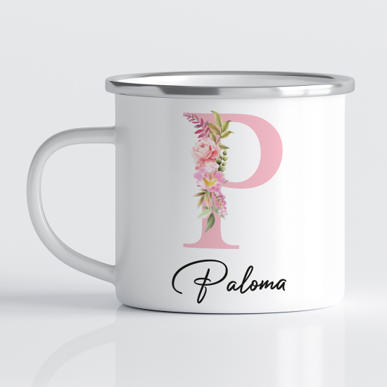 Taza esmaltada personalizada - Letra P