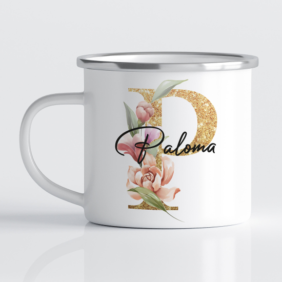 Taza esmaltada personalizada - Letra P