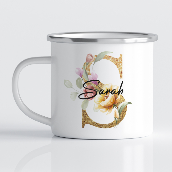 Taza esmaltada personalizada - Letra S