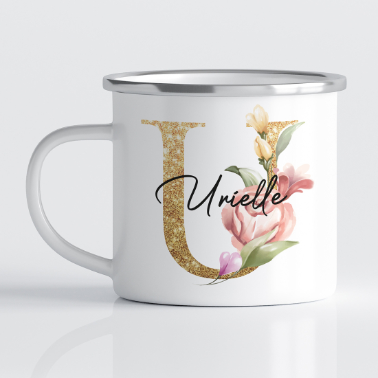 Taza esmaltada personalizada - Letra U