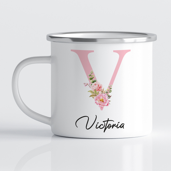 Taza esmaltada personalizada - Letra V