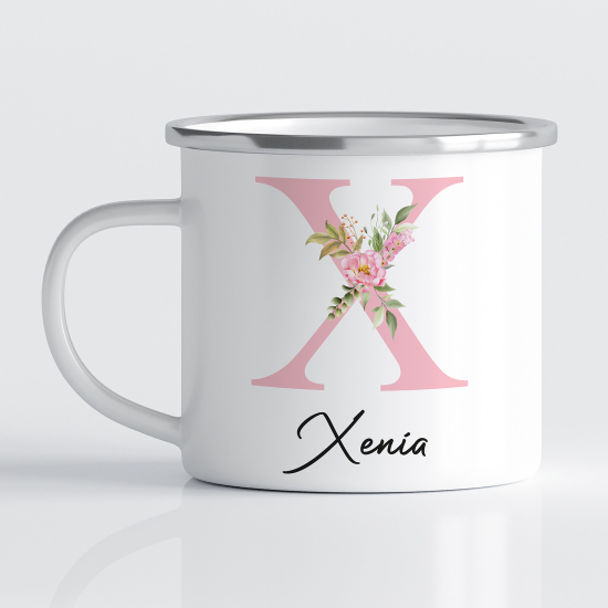 Taza esmaltada personalizada - Letra X