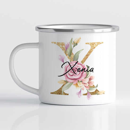 Taza esmaltada personalizada - Letra X