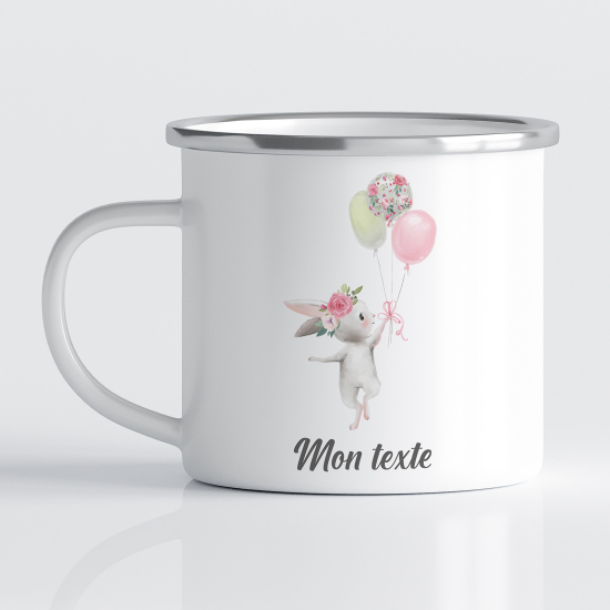 Taza esmaltada personalizada para niños - Infantil - Conejo Globos