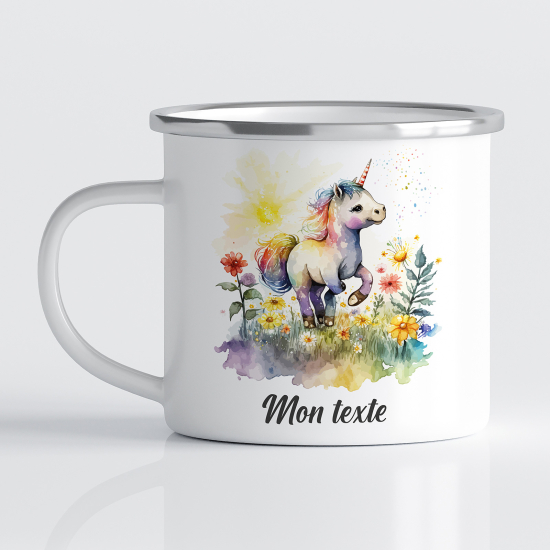 Taza esmaltada personalizada para niños - Infantil - Unicornio
