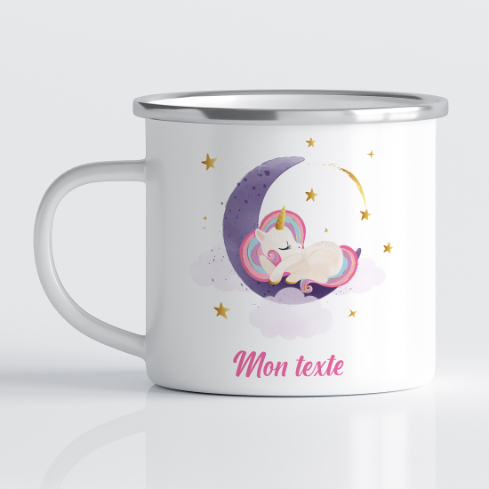 Taza esmaltada personalizada para niños - Infantil - Unicornio Luna