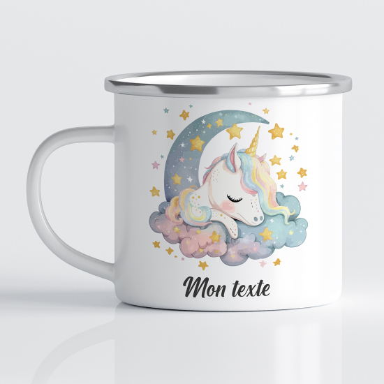 Taza esmaltada personalizada para niños - Infantil - Unicornio Luna
