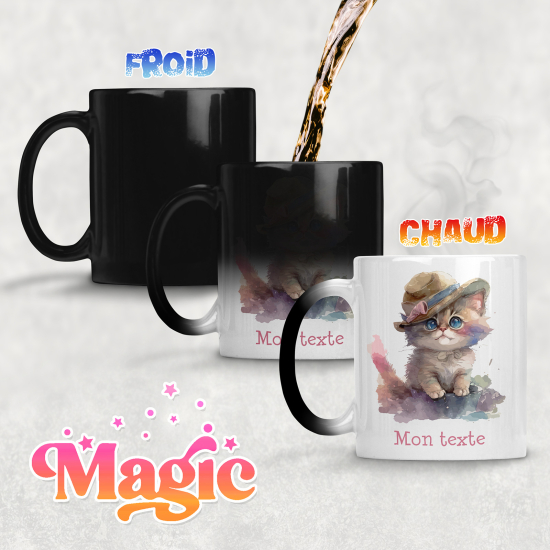 Taza mágica personalizada - Gatito con sombrero